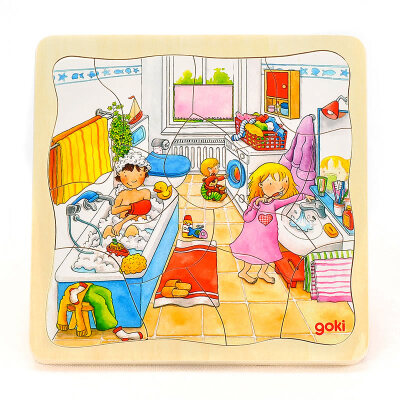 

goki Wooden Jigsaw Puzzle with Storage tray (24/48/96pcs and 46/55pcs of 4 layers ) for kids