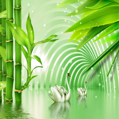 

Custom Any Size 3D Mural Wallpaper Swan Bamboo 3D Stereoscopic Space Backdrop Wall Painting Living Room Wall Papers Home Decor