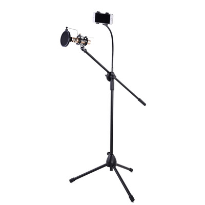 

OWN L02 Microphone Floor Stand Mobile Phone K song Live Recording Concert Microphone Stand With Three Phone Clips
