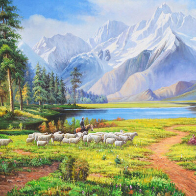 

Custom Printed Wallpaper European Pastoral Scenery Oil Painting Living Room Bedroom Background Wall Decoration Home Wallpaper