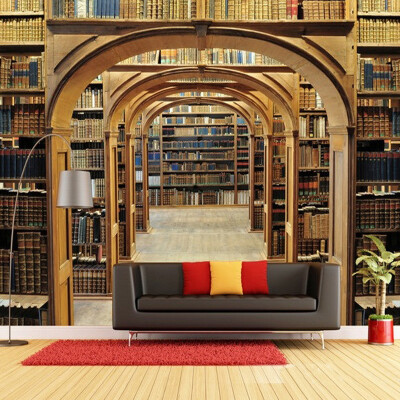 

Custom Mural Retro Nostalgia 3D Stereo Bookshelf Wallpaper Bedroom Study Library Nonwoven Wallpaper Hotel Restaurant Large Mural