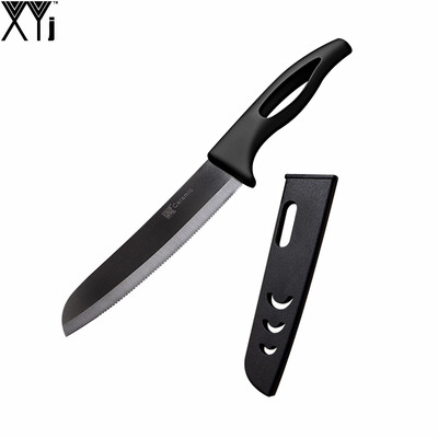 

новые придут xyj бренд многоцветные обрабатывать кухонный нож черного клинка 6 "сантоку керамический нож высокое качество приготов