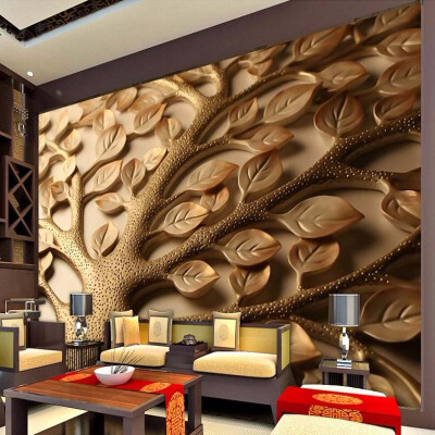 

Custom 3D Stereoscopic Relief Leaves Wallpaper Bedroom Designs Modern Minimalist Wall Mural Home Improvement Wall Contact Papers