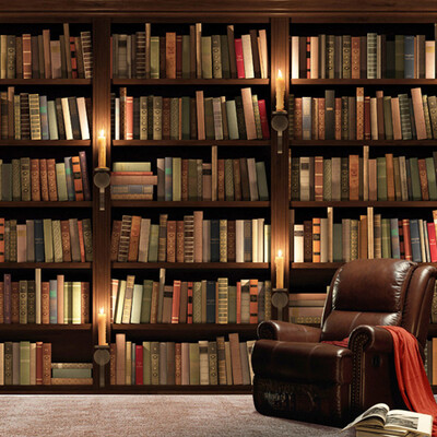 

Custom Photo Wallpaper 3D European Style Retro Sofa TV Background Wallpaper Mural Wall Bookcase Books Bookshelf Mural Wall Paper