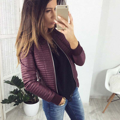 

Lovaru ™ 2017 Осень Черный Короткие пальто Outwear с длинным рукавом Мягкие молнии Женские карманы Повседневные куртки