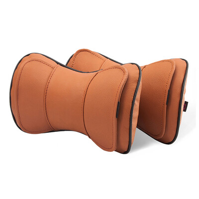 

AOYALE Car leather neck pillow car headrest neck pillow car headrest pillow pillow pillow four seasons universal pair black
