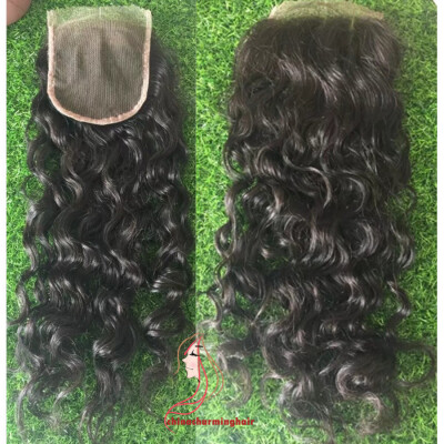 

Free Part Style 4 "x4" Водяная волна Закрытие кружева Real Remy Human Hair 130% Плотность Бесплатная доставка