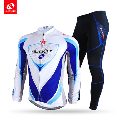 

NUCKILY Mens Cycling Jersey Suit Custom Fleece Warmer Long Bike Wear For Winter