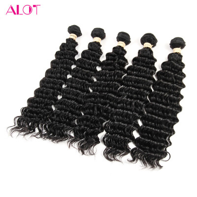 

Alot Hair Peruvian Deep Wave 4 Bundles 100% Remy Human Hair Extension Weave Natural Color Бесплатная доставка