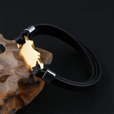 

Titanium steel leather rope bracelet simple student jewelry hand ring black hand rope birthday present