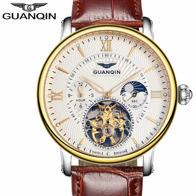 

Мужская Top Brand Luxury Tourbillon Автоматические механические часы Мужская повседневная кожаный ремешок из кожи Скелет