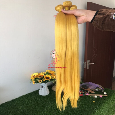 

yellow Brazilian Silky Straight Virgin Hair Top Grade yellow colored Human Hair Extensions Hair 3 Bundles
