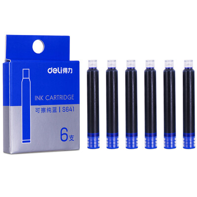 

Deli deli pen ink bag erasable pure blue ink 6 box S641