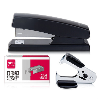

Deli deli 12 office stapler 3 piece set stapler staple nail remover black 0354