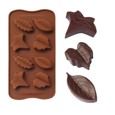 

8-Cavity 3D Leaf Shape Silicone Mold for Making Soap Candle Candy Chocolate