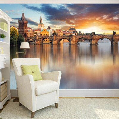 

Custom 3D Photo Wallpaper European Style Bridges Sunset Landscape Large Mural Wallpaper Living Room Bedroom Paper For Walls 3D