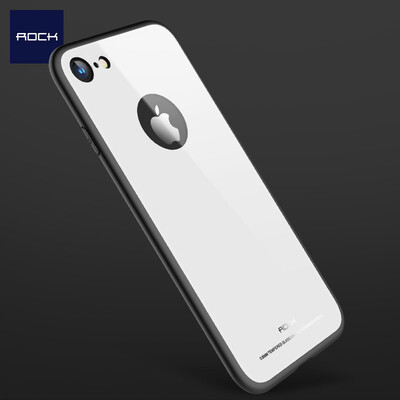 

Рок (ROCK) яблоко 8/7 мобильный телефон чехол iPhone8 / 7 защитный чехол для стекла анти-капли силиконовый твердый раковина кристалл серия белый