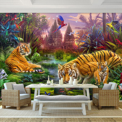 

Пользовательские обои 3D Stereo Primary Forest Tiger Animal Photo Wall Murals Дети Мультфильм Дети Спальня Масло Живопись Декор Фрески