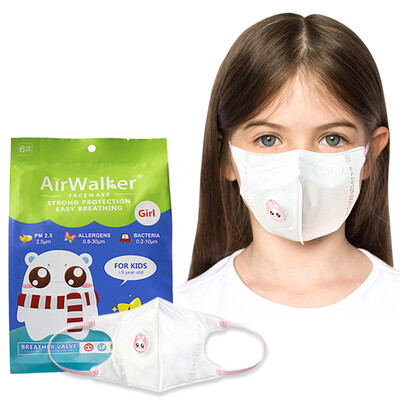 

Freshwalker Airwalker US imported filter material childrens breathing valve mask 6 Pack cartoon series girl version anti-PM25 anti-fog