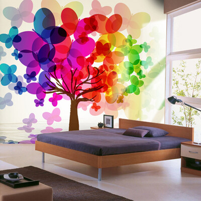 

Customized Any Size 3D Wall Mural Wallpaper For Bedroom Wall Painting Colorful Trees Non-woven 3D Photo Wallpaper Paper
