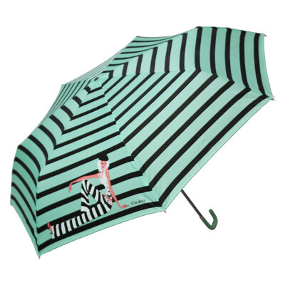 

Jingdong supermarket] Paradise umbrella Chicaloca high-density impact cloth simple striped silk screen three folding hook handle ultra-light blue umbrella random color