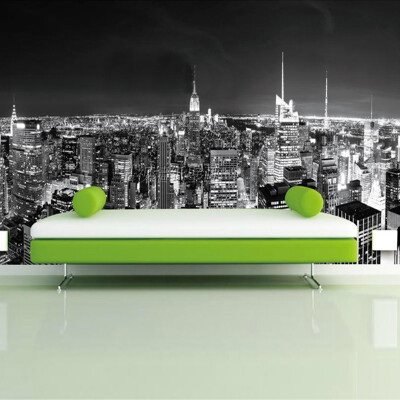 

Custom Photo cNight View New York City Black And White Building Wall Paper Modern Living Room Mural Wallpaper