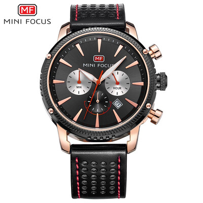 

MINI FOCUS Brand Fashion Leather Strap Men Quartz Watch MF0010G