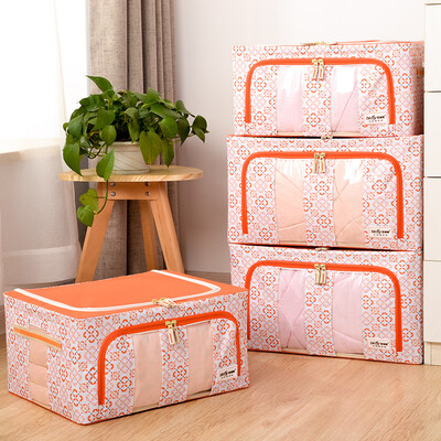

Baicaoyuan Oxford cloth three-sided visual storage box clothes sundries storage box storage box 4 sets 36L256L2 printing orange
