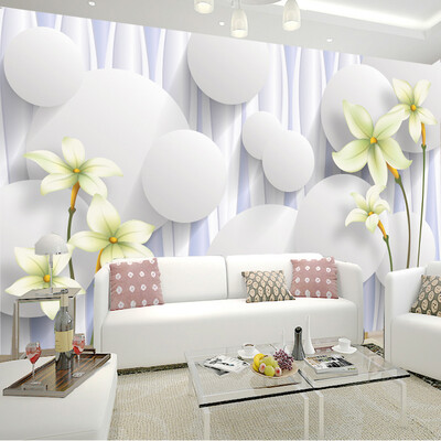 

Custom Photo Wallpaper Simple 3D Stereo Large Mural Modern Living Room TV Backdrop Wall Paper Lily Flower Non-woven Wallpaper
