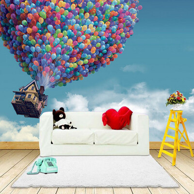 

Custom Photo Wallpaper 3D Wall Murals Wallpaper Hot Air Balloon Blue Sky White Clouds Background Large Wall Painting Living Room