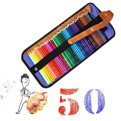 

Oulei children's drawing toys roll-up canvas bagged colored pencils 50 color hexagon pen student drawing pen set