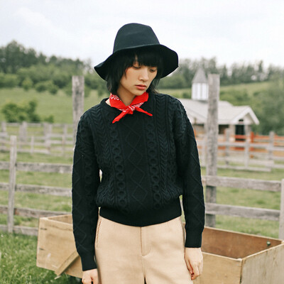 

And with pure Raincun C6157 black head bf wind sweater female student ulzzang sweater temperament lady black  C6157H0M