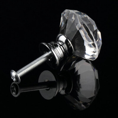 

30mm Diamond Clear Crystal Glass Door Pull Drawer Knob Handle Cabinet