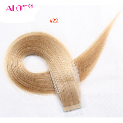 

Alot Straight Human Hair Extensions Tap In Hair Color 18 22 24 60 613 PU Hair 18 inch 22 inch