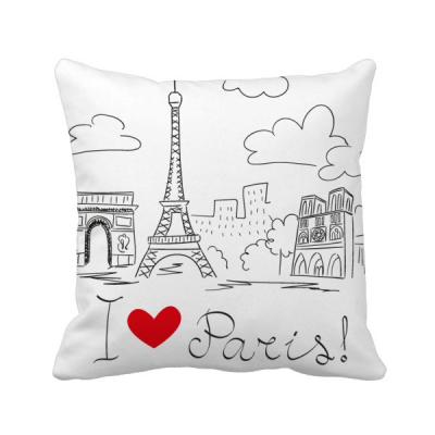 

I Love Paris France Eiffel Tower Line Square Throw Pillow Insert Cushion Cover Home Sofa Decor Gift