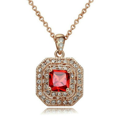 

Yoursfs® 18K Rose Gold Plated Simulated Ruby Statement Pendant Necklace Use Austrian Crystal Fashion Jewelry