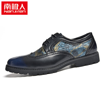 

Nanjiren Business Casual Shoes Men&39s Fashion Lace Up Leather Shoes 17108NJ6676 Blue 42