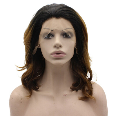 

Shoulder Length Wavy Ombre Blonde Lace Front Synthetic Wig