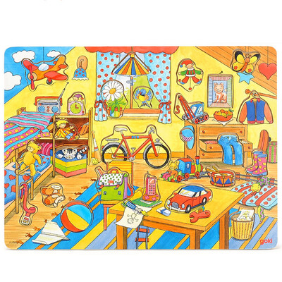 

goki Wooden Jigsaw Puzzle with Storage tray (24/48/96pcs and 46/55pcs of 4 layers ) for kids