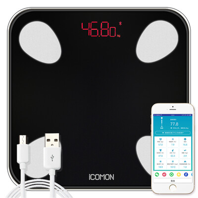 

ICOMON i9u body fat scale electronic scale body scale fat scale 20 body data USB charging APP control Bluetooth adapter for iOS and Android slimming fat called black