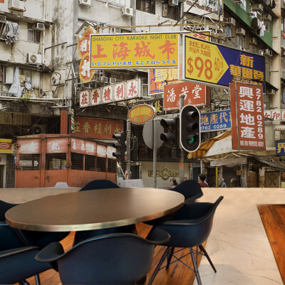 

Custom 3d mural Hongkong street Shanghai the street scene wallpaper tea restaurant coffee shop wallpaper mural