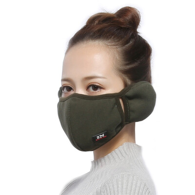 

haolebao Army green hanging ear style earmuffs adult autumn&winter riding men&women dustproof cold thick warm protective cover