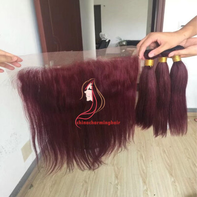 

99j brazilian virgin hair straight hair with lace frontal human hair with frontal closure 3 bundles with frontal closure