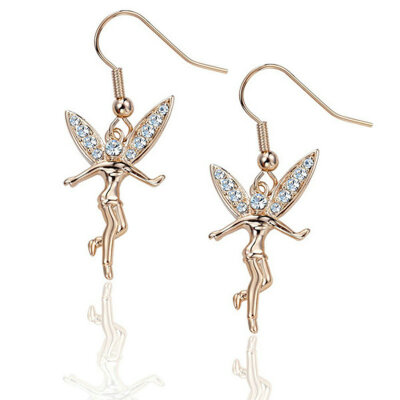 

Yoursfs® 18K rose Gold Plated Tinkerbell Earring hooks Use clear Austrian Crystal Fashion Jewelry