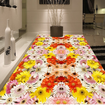 

Free shipping Floral flower floor photo 3d flooring chinese style wear non-slip waterproof living room mural wallpaper 250cmx200cm