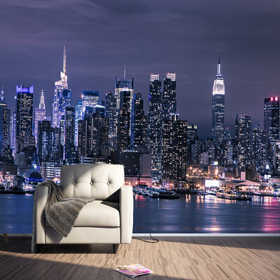 

Modern New York City Night View Photo Mural Wallpaper Living Room KTV Bar Cafe Restaurant Backdrop Wall Covering Papel Murals 3D