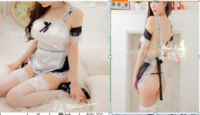 

CANISBlack White Sexy Maid Lingerie Halloween Costume Lace Cosplay Dress Hot Uniform