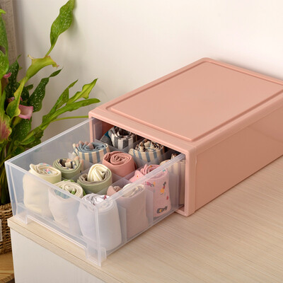 

Baicaoyuan plastic underwear storage box drawer storage cabinet locker wardrobe storage box 15 grid powder