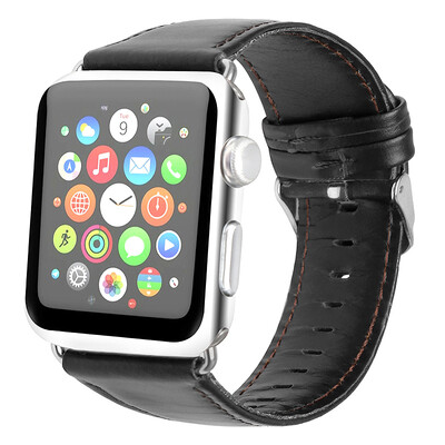 

BIAZE apple watch strap leather for Watch1 Series2 Series3 crazy leather belt 38mm-black