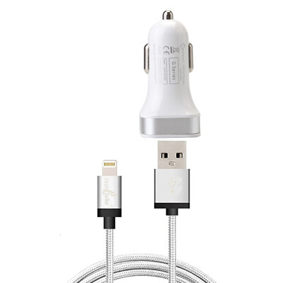 

FirstSeller MFi Mini USB Sync Charger Data Lightning Cable AppleGPS Dual USB Ports Mini Adapter Car Charger for iPhone56